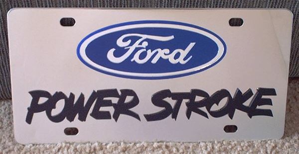 Ford Power Stroke black stainless steel plate vanity tag